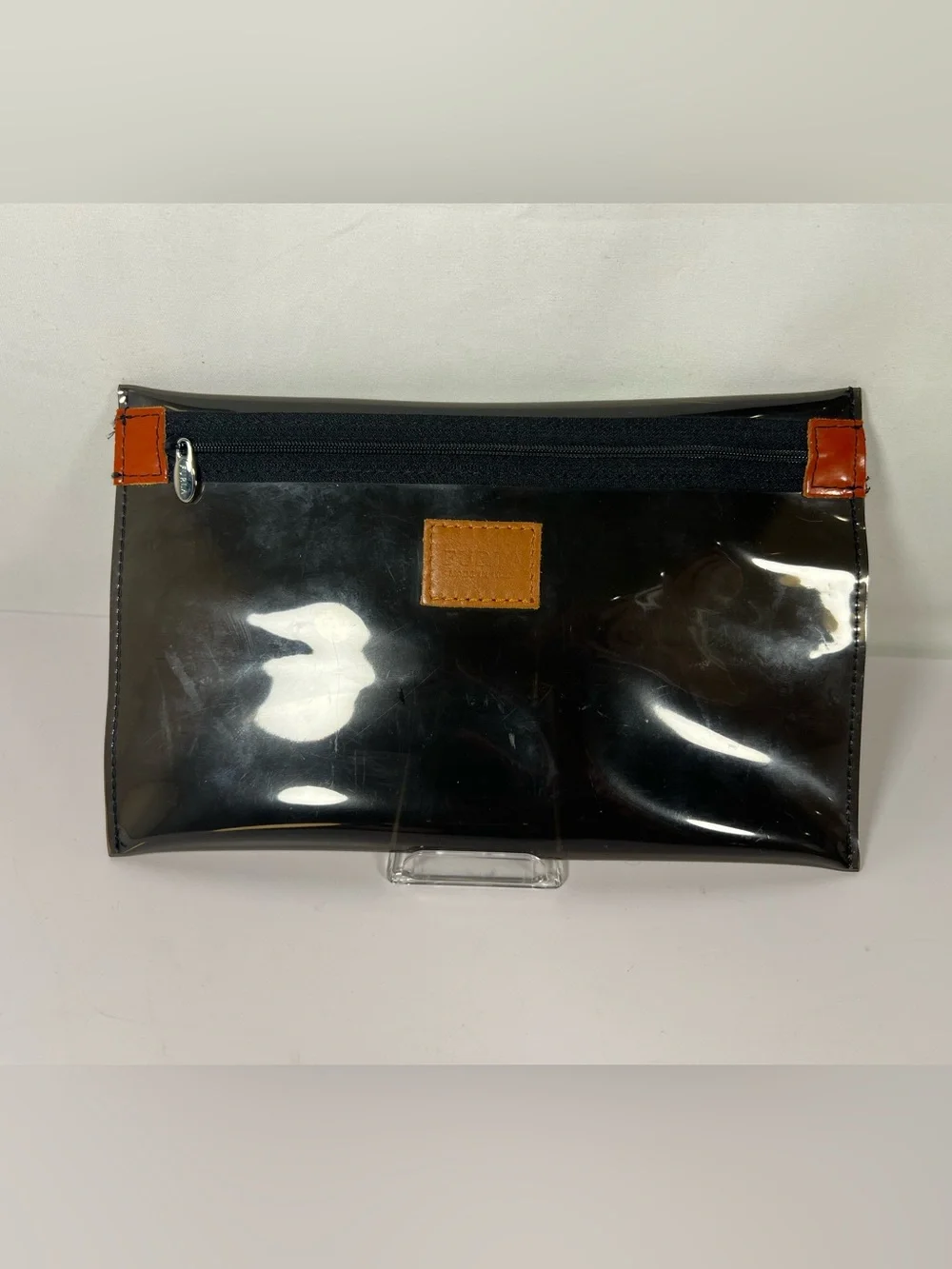 Furla Clear PVC Zip Pouch Cosmetic Travel Case Made in Italy